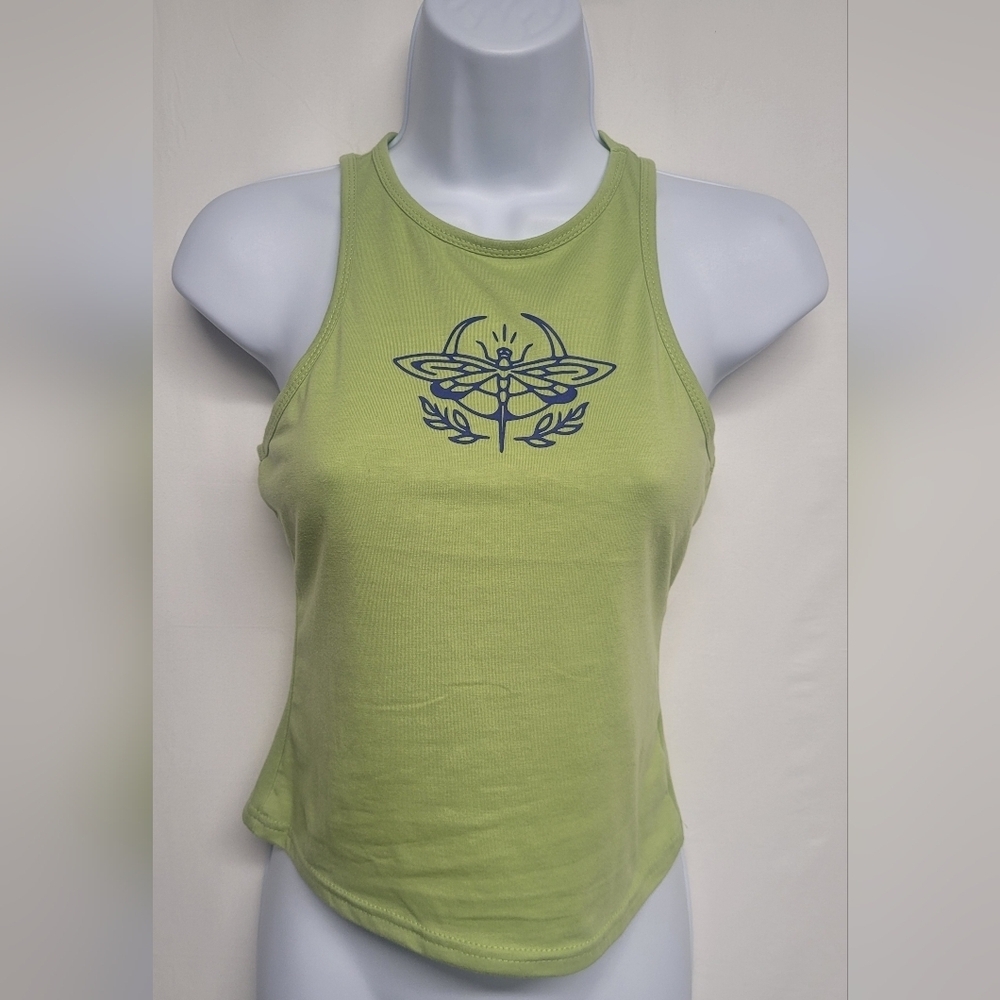 New Shein XS Racerback Tank Top Dragonfly  Green